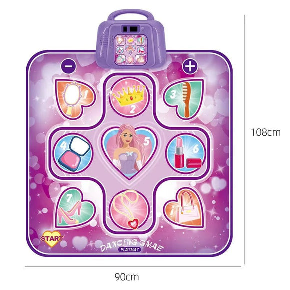 Kids Electronic Dance Mat Princess Theme Musical Rhythm Game with LED Lights Adjustable Volume Non - Slip Floor Playmat for Girls Age 3+ - RnR Galore