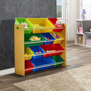 Kids Organiser Shelf Storage Rack for Toys - 12 Multicoloured Bins - RnR Galore