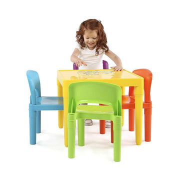 Kids Plastic 5 - Piece Table & 4 Chairs Set (Multicoloured) - RnR Galore