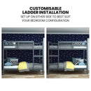 KINGSTON SLUMBER Single Bunk Bed Frame, Solid Pine 2 - in - 1 Modular Design, Converts to 2 Single Beds, For Kids, Grey - RnR Galore