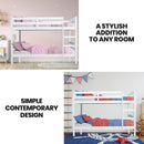 KINGSTON SLUMBER Single Bunk Bed Frame, Solid Pine 2 - in - 1 Modular Design, White - RnR Galore