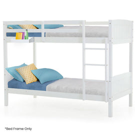 Kingston Slumber Single Bunk Bed Frame Solid Pine Wood Timber, Modular Design, White - RnR Galore