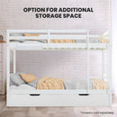Kingston Slumber Single Bunk Bed Frame Solid Pine Wood Timber, Modular Design, White - RnR Galore