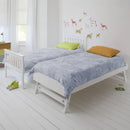 KINGSTON SLUMBER Wooden Single Bed Frame w/ Pop Up Trundle, for Kids Bedroom, White - RnR Galore