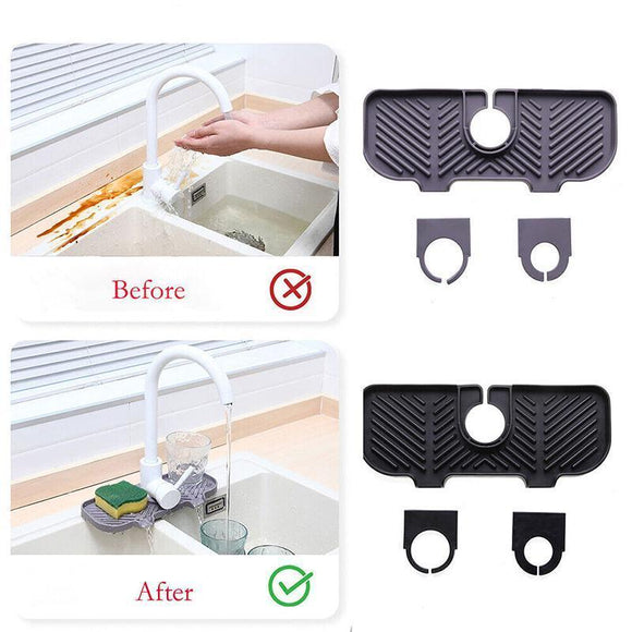 Kitchen Faucet Storage Rack Holder Soap Sponges Caddy Organizer Sink Basket Rack - Black - RnR Galore