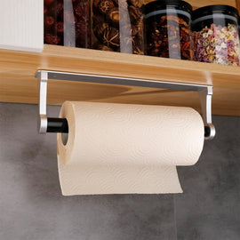 Kitchen Paper Holder Under Cabinet Screw Wall Mount Adhesive Paper Towel Holder Rectangle Silver - RnR Galore