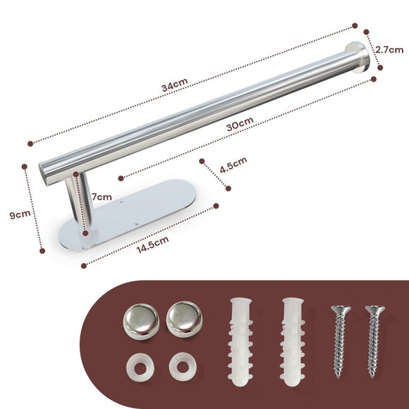 Kitchen Paper Holder Under Cabinet Wall Mount Adhesive Paper Towel Holder Silver - RnR Galore