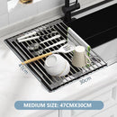 Kitchen Roll - Up Dish Drying Rack Foldable Drainer Over Sink 304 - Stainless Steel(Medium:47*30cm) - RnR Galore