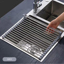 Kitchen Roll - Up Dish Drying Rack Foldable Drainer Over Sink 304 - Stainless Steel(Small:47*24cm) - RnR Galore