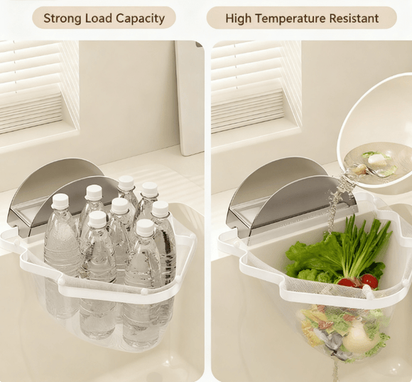 Kitchen Sink Filter Rack with 100 12cm*15cm Mesh Bags, Foldable Food Waste Strainer, Multi - functional Drain Basket（yellow） - RnR Galore
