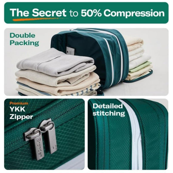 L Black Durable & Expandable Travel Packing Cube - Tear - Resistant & Water - Repellent Clothing Organizer with Double Zippers - RnR Galore