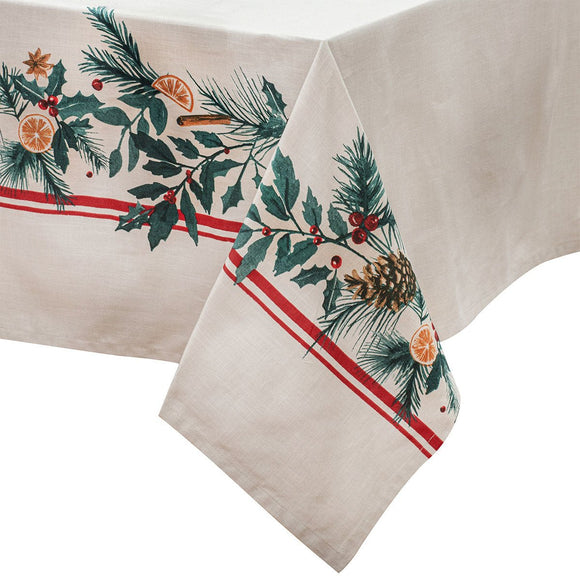 Ladelle 100% Cotton Evergreen Festive Christmas Holiday Tablecloth 150 x 230 cm - RnR Galore