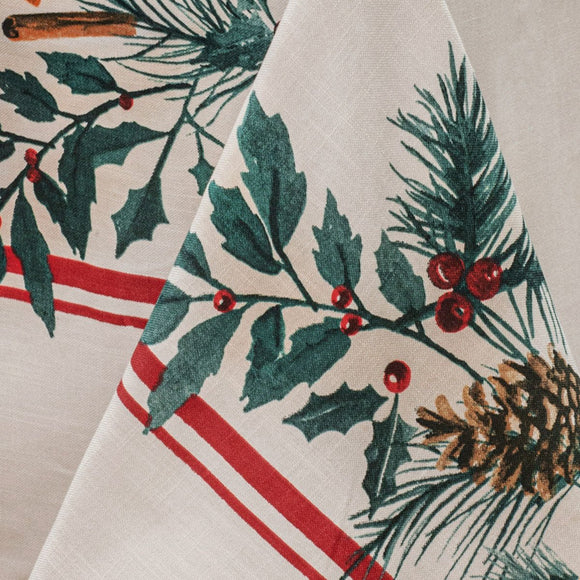 Ladelle 100% Cotton Evergreen Festive Christmas Holiday Tablecloth 150 x 230 cm - RnR Galore