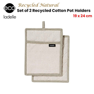 Ladelle Eco Recycled Natural Set of 2 Pot Holders 19 x 24 cm - RnR Galore