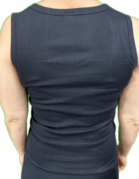 Ladies Sleeveless Singlet Top Womens Summer Basic Tank Shirt Lace Motif Front - Black - 20 - 22 - RnR Galore