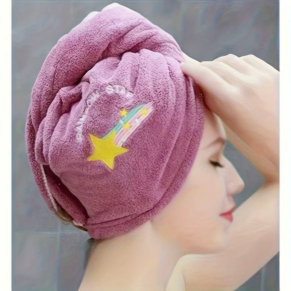 Ladies' Soft Quick - Dry Shower Cap Towel - Delicate Embroidery, Essential for a Refreshing Bath（PINK） - RnR Galore