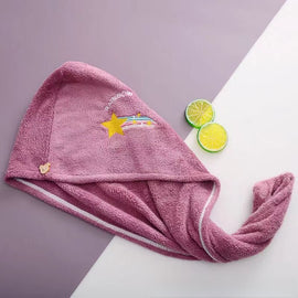 Ladies' Soft Quick - Dry Shower Cap Towel - Delicate Embroidery, Essential for a Refreshing Bath（violet） - RnR Galore