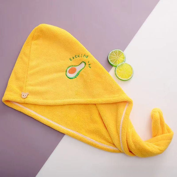 Ladies' Soft Quick - Dry Shower Cap Towel - Delicate Embroidery, Essential for a Refreshing Bath（yellow） - RnR Galore