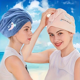 Ladies' Soft Quick - Dry Shower Cap Towel - Delicate Embroidery, Essential for a Refreshing Bath（yellow） - RnR Galore