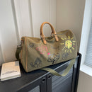 Large Capacity Canvas Travel Duffel Bag with Doodle Print - Weekend & Gym Tote(black) - RnR Galore