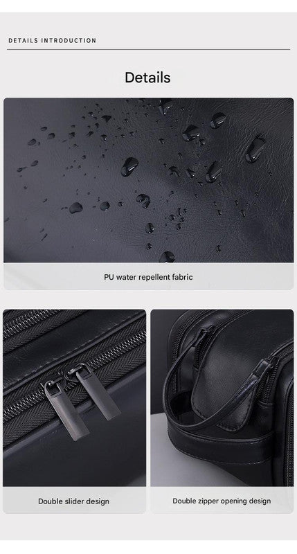 Large Capacity PU Leather Toiletry Bag - Multi - Compartment Dopp Kit & Cosmetic Organizer(black) - RnR Galore