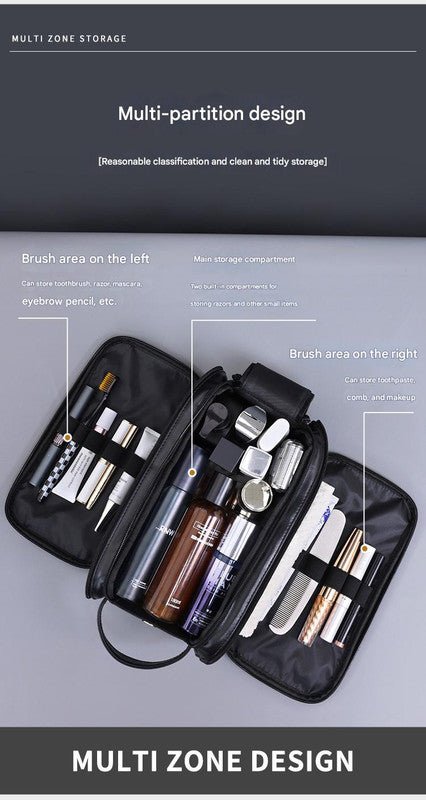 Large Capacity PU Leather Toiletry Bag - Multi - Compartment Dopp Kit & Cosmetic Organizer(Brown) - RnR Galore