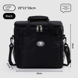 Large Insulated Cooler Bag Thermal Lunch Tote 16L Capacity with Adjustable Shoulder Strap for Picnics Camping & Work Black - RnR Galore