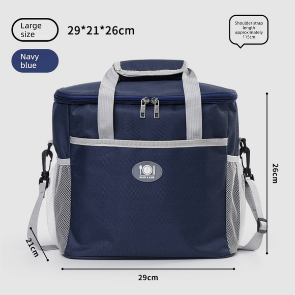 Large Insulated Cooler Bag Thermal Lunch Tote 16L Capacity with Adjustable Shoulder Strap for Picnics Camping & Work Navy Blue - RnR Galore
