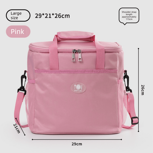 Large Insulated Cooler Bag Thermal Lunch Tote 16L Capacity with Adjustable Shoulder Strap for Picnics Camping & Work Pink - RnR Galore