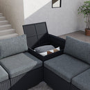 Large Modular Outdoor Ottoman Lounge Set in Black - RnR Galore