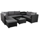 Large Modular Outdoor Ottoman Lounge Set in Black - RnR Galore