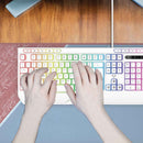 Laser White Gaming RGB Keyboard Full Size with Multimedia Keys - RnR Galore