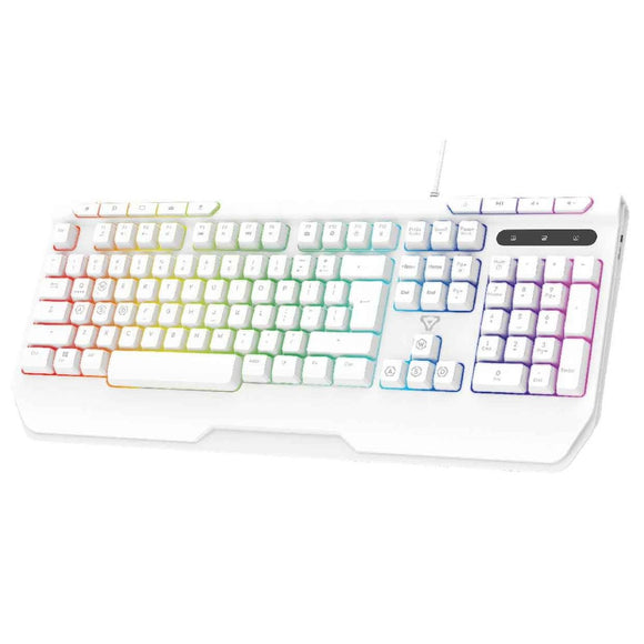 Laser White Gaming RGB Keyboard Full Size with Multimedia Keys - RnR Galore