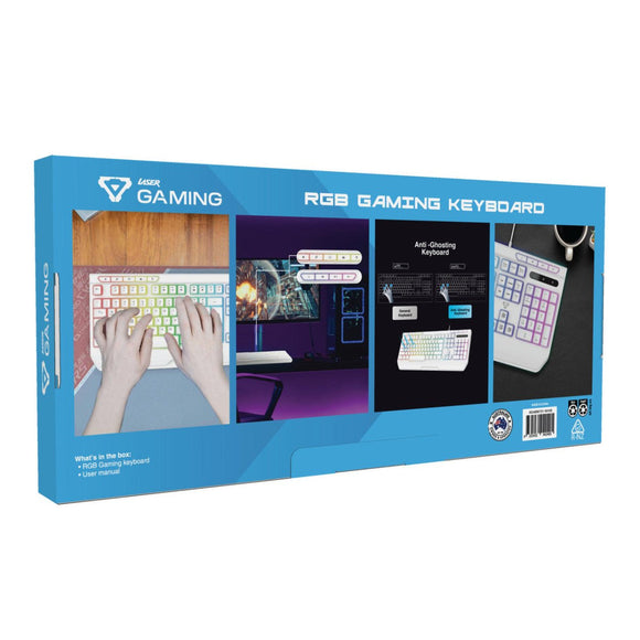 Laser White Gaming RGB Keyboard Full Size with Multimedia Keys - RnR Galore