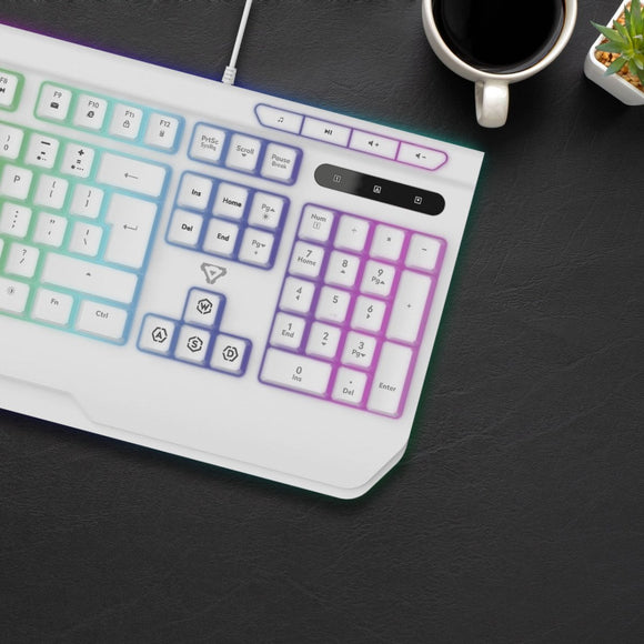 Laser White Gaming RGB Keyboard Full Size with Multimedia Keys - RnR Galore