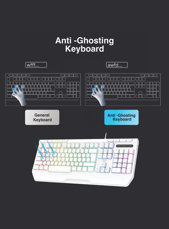 Laser White Gaming RGB Keyboard Full Size with Multimedia Keys - RnR Galore