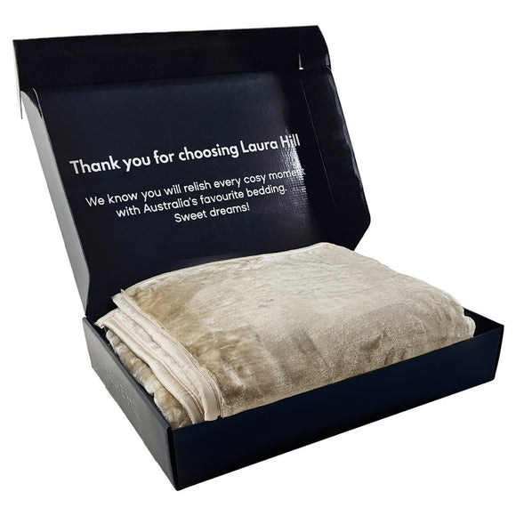 Laura Hill 600 - GSM Mink Blanket Queen Size Double - Sided Soft Plush Bed Faux Throw Rug 220 X 240cm Sage - RnR Galore