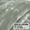 Laura Hill 600 - GSM Mink Blanket Queen Size Double - Sided Soft Plush Bed Faux Throw Rug 220 X 240cm Sage - RnR Galore