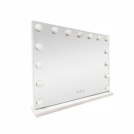 LED Beauty Mirror with 15 Bulbs, Colour Settings, USB A and USB C, White, 58 × 48cm - RnR Galore