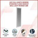 LED Full Length Mirror Standing Floor Makeup Wall Light Mirror 1.6M - RnR Galore