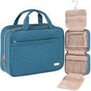 Light Blue Large Capacity Hanging Toiletry Bag for Women(30.5 x 22.5 x 12 cm) - Checked Pattern Waterproof Cosmetic Organizer, Dry/Wet Separation & Multi - Compartment - RnR Galore