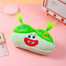 Light Green and Green Hair Cute Plush Monster Pencil Case - Fluffy Stationery Pouch with DIY Styleable Hair for Kids - RnR Galore