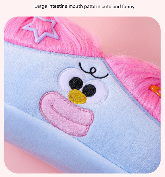 Light Green and Green Hair Cute Plush Monster Pencil Case - Fluffy Stationery Pouch with DIY Styleable Hair for Kids - RnR Galore