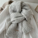 Light Grey Alpaca Wool Blend Solid Color Knitted Scarf for Women Winter New Style Student High Quality Couple Woolen Neck Warmer - RnR Galore