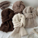 Light Grey Alpaca Wool Blend Solid Color Knitted Scarf for Women Winter New Style Student High Quality Couple Woolen Neck Warmer - RnR Galore
