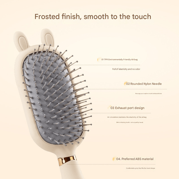 Little Bear Comb Soft Touch Air Cushion Hair Brush with Built - in Cleaning Claw Detangling Massage Comb for Wet and Dry Hair Gentle Scalp Care - RnR Galore