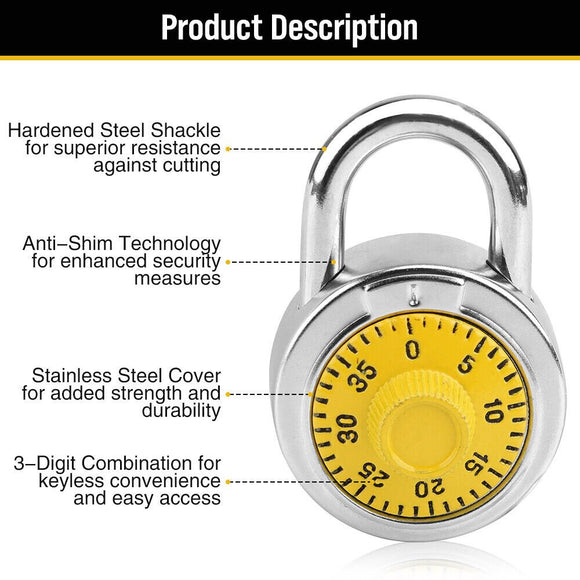 Lock Dial Combination Lock Gym Sports Locker Toolbox Case School Portable Fences - RnR Galore