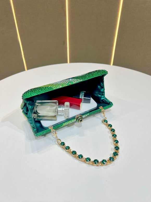 Luxury Black Rhinestone Evening Clutch Bag Women Crystal Sparkle Formal Purse with Chain Strap for Wedding Party Prom - RnR Galore