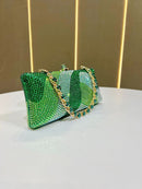 Luxury Green Rhinestone Evening Clutch Bag Women Crystal Sparkle Formal Purse with Chain Strap for Wedding Party Prom - RnR Galore