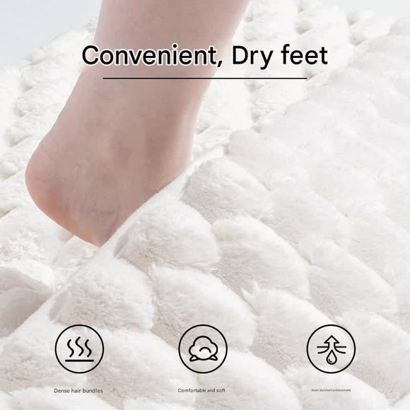 Luxury Plush Memory Foam Bath Mat with Foot Drying Panel - Super Absorbent & Non - Slip Bathroom Rug(Checkered gray) - RnR Galore